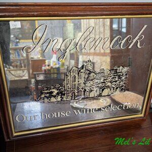 Vtg INGLENOOK Winery 1986 Wooden Framed Smoky Glass Mirror Bar Wall Sign